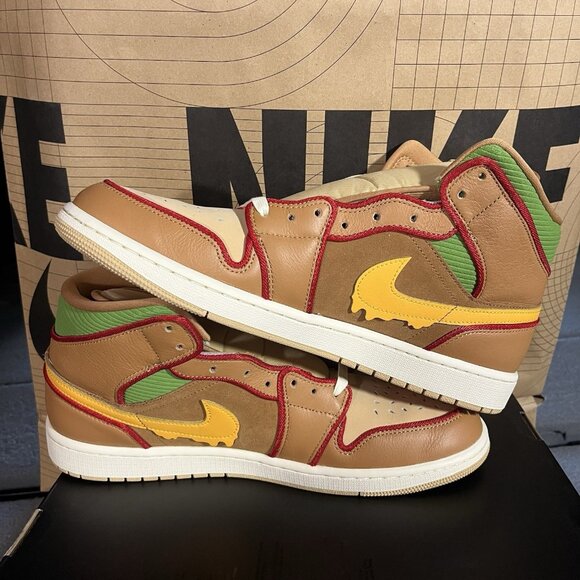NEW Nike Air Jordan 1 Mid SE Cheeseburger IB7403 224 Men's Size 13 - Picture 2 of 6